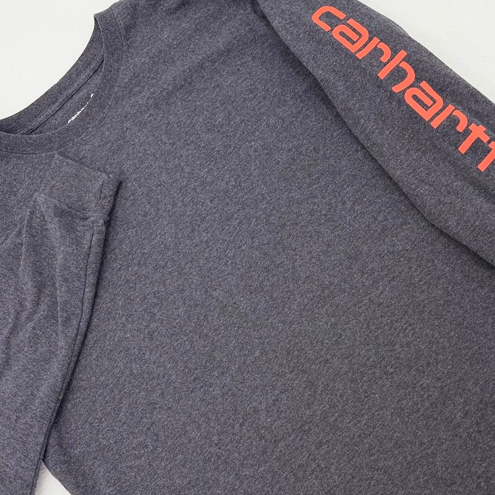 Carhartt Graphic Sleeve Long Sleeve Shirt Mens L Gray Loose Fit Excellent